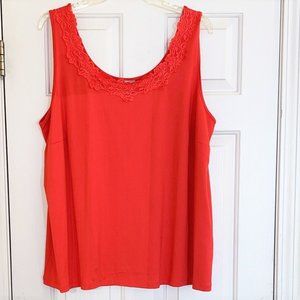 NWT Catherines Burnt Umber Lace Trimmed Tank Top 2X 22/24